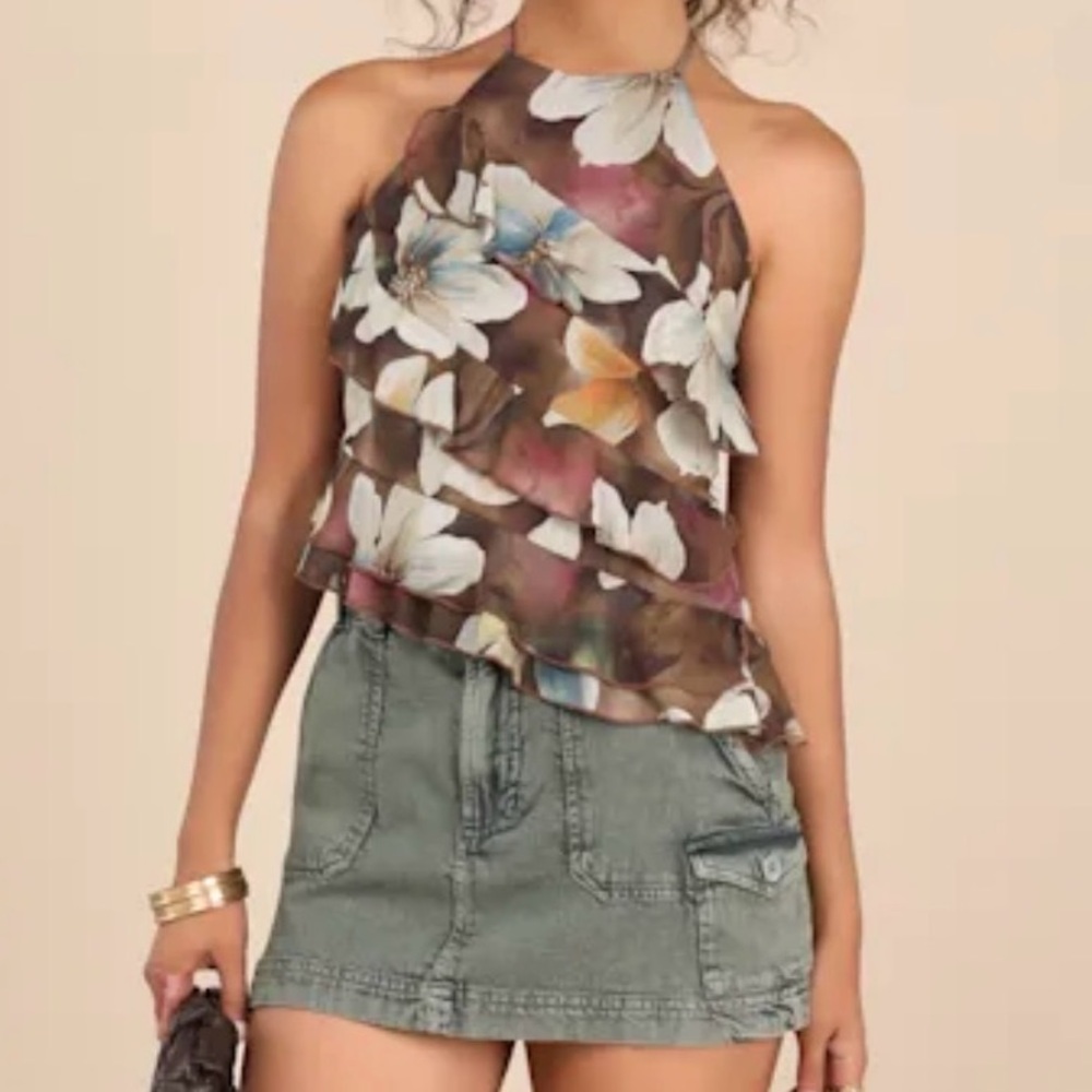 Lulu's Brown and Cream Floral top
